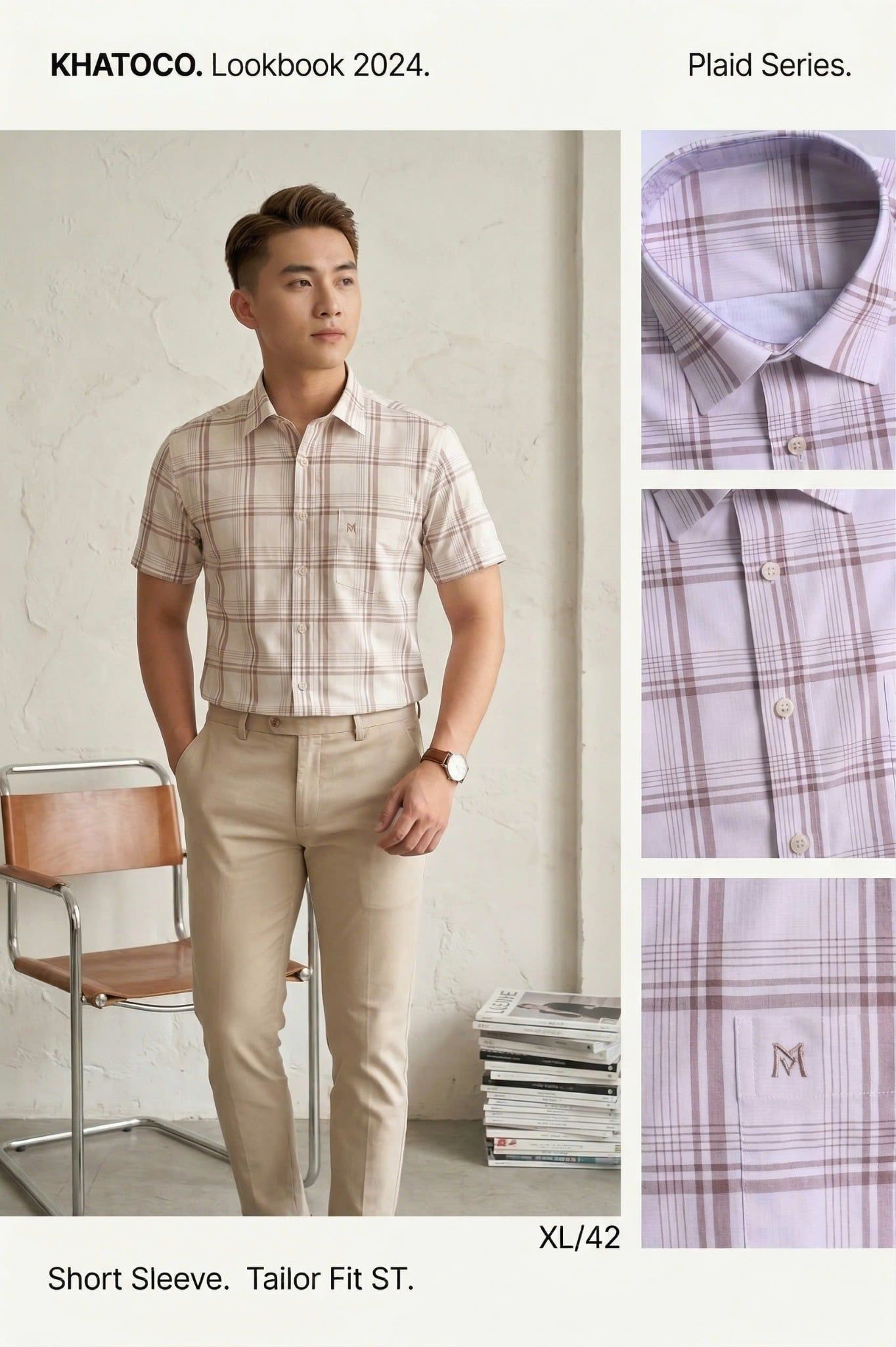  Áo sơ mi tay ngắn Khatoco (M-3XL) 