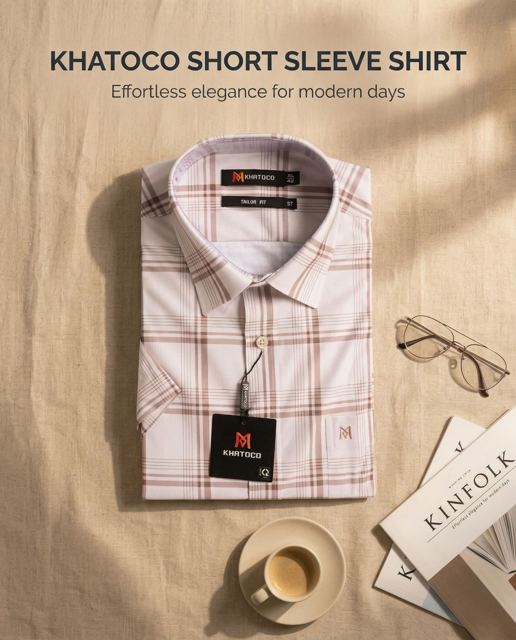  Áo sơ mi tay ngắn Khatoco (M-3XL) 