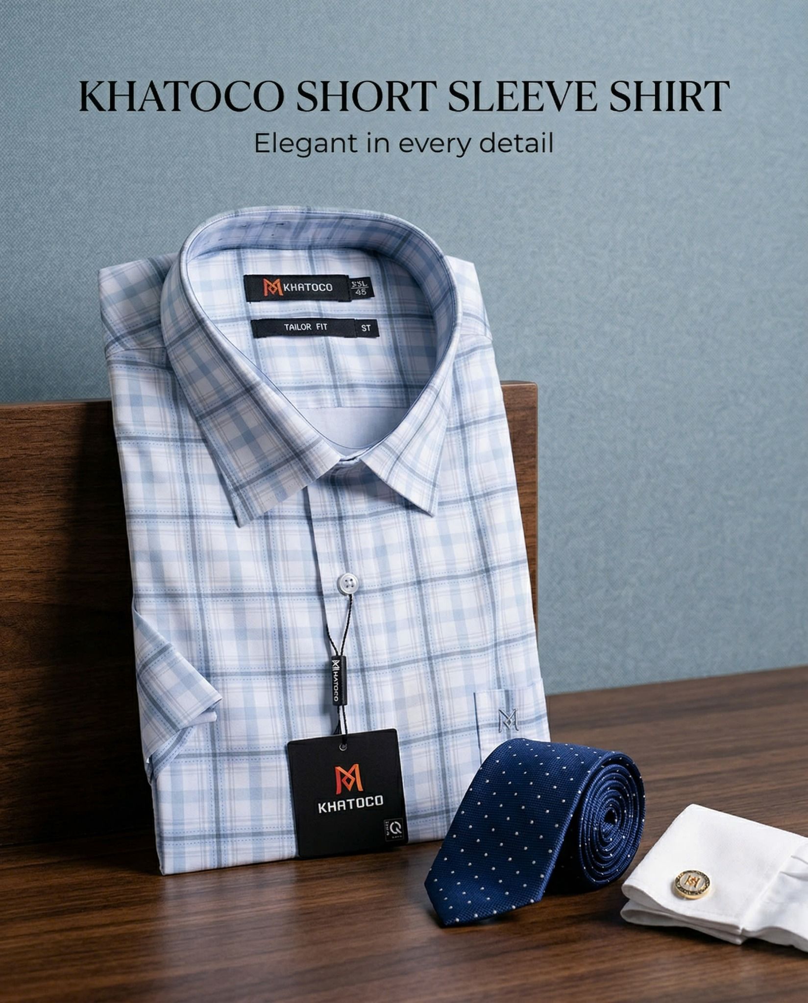  Áo sơ mi tay ngắn Khatoco (M-3XL) 