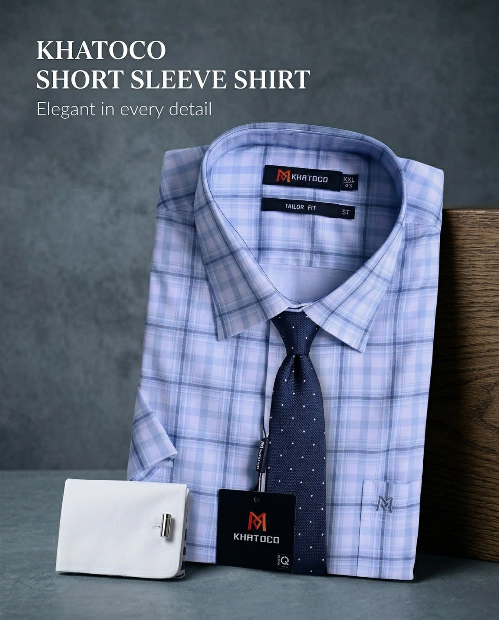  Áo sơ mi tay ngắn Khatoco (M-3XL) 