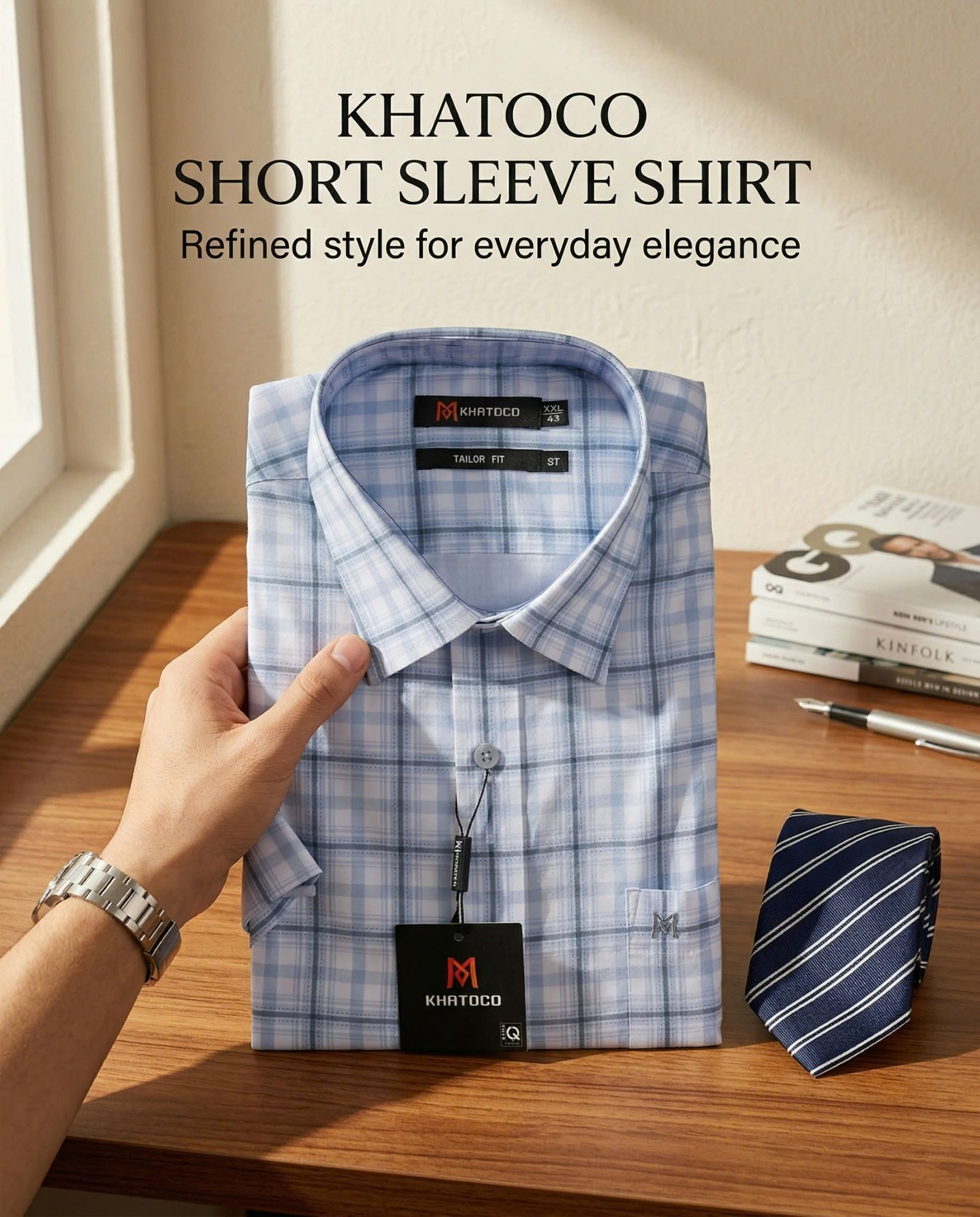  Áo sơ mi tay ngắn Khatoco (M-3XL) 