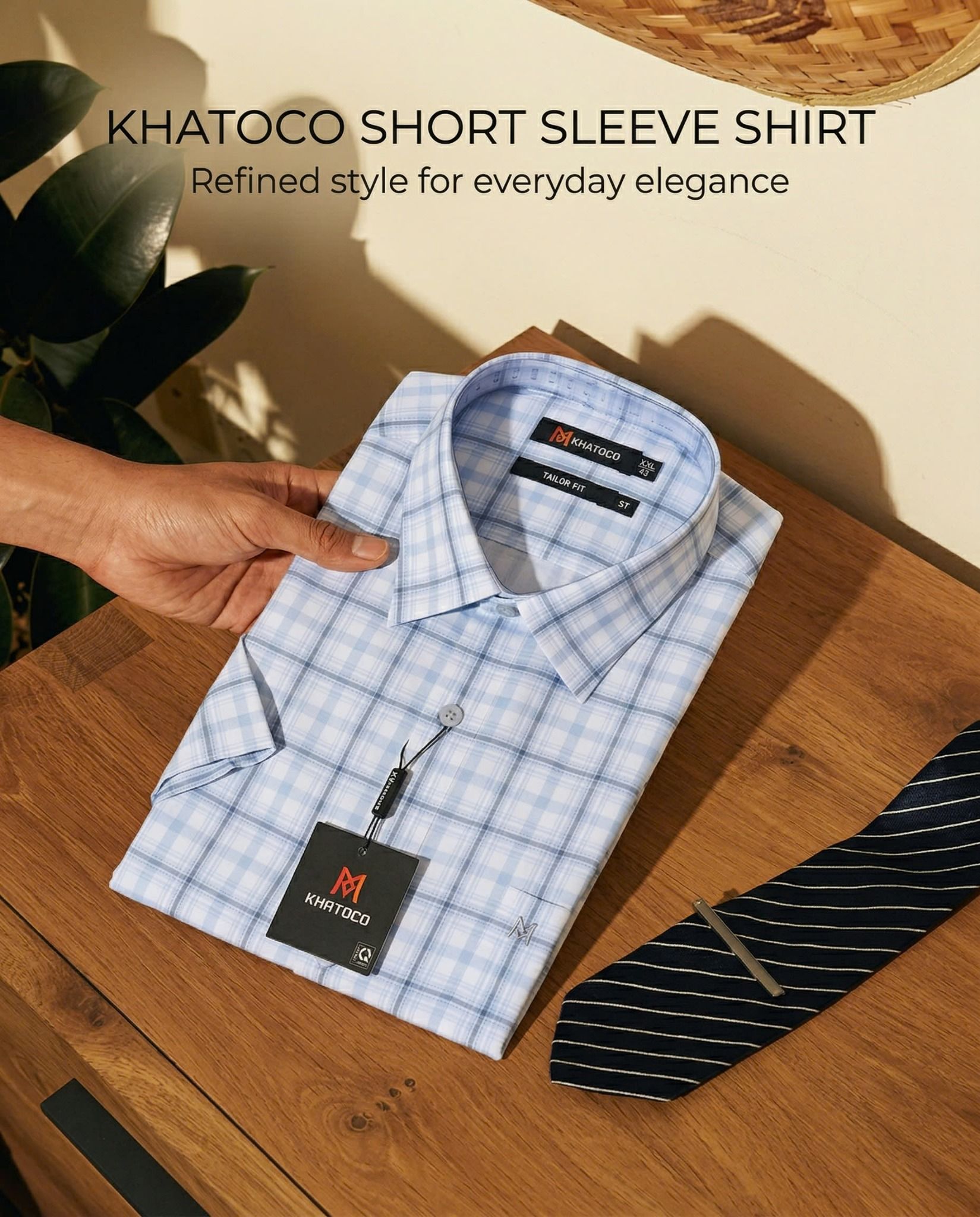  Áo sơ mi tay ngắn Khatoco (M-3XL) 