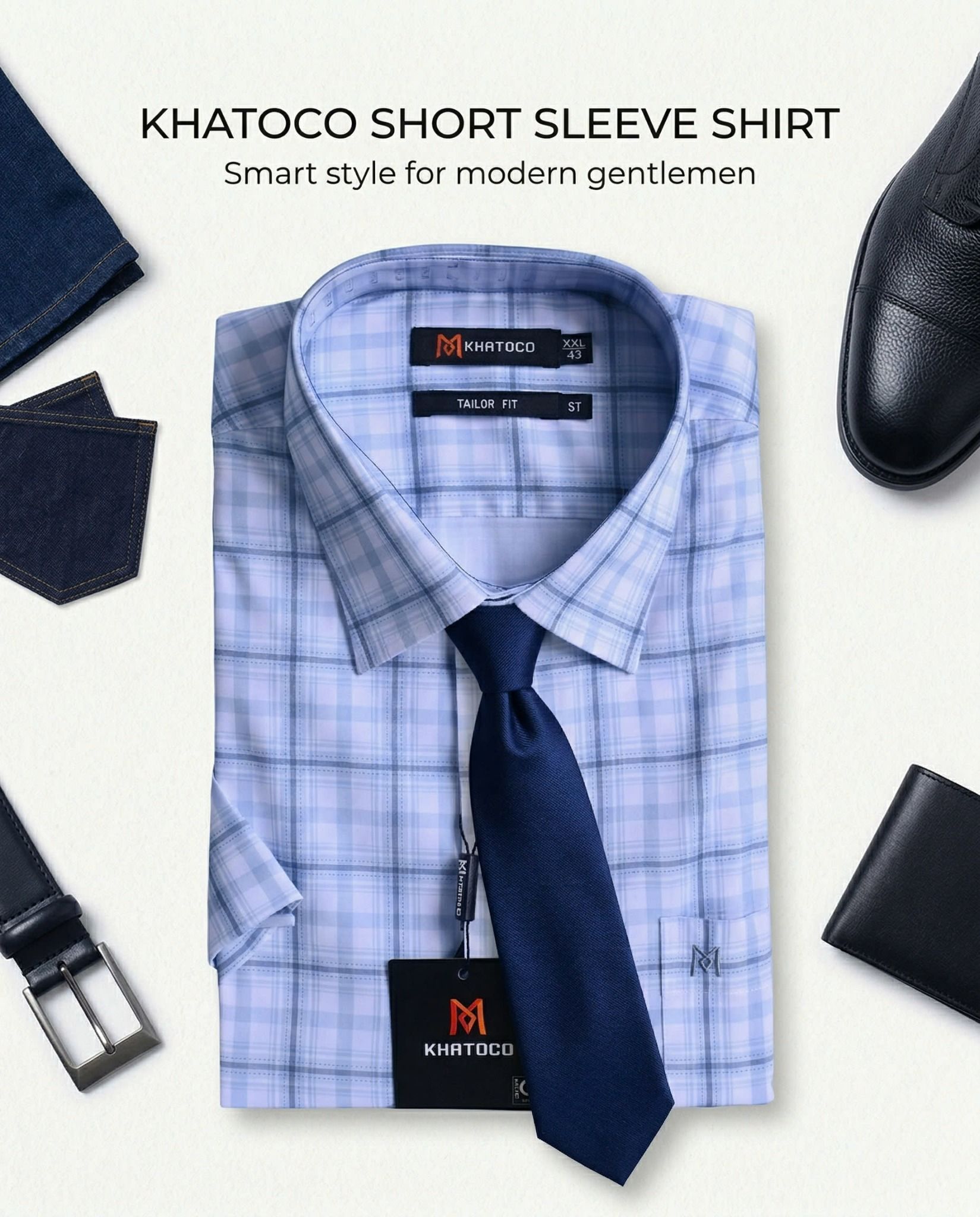  Áo sơ mi tay ngắn Khatoco (M-3XL) 