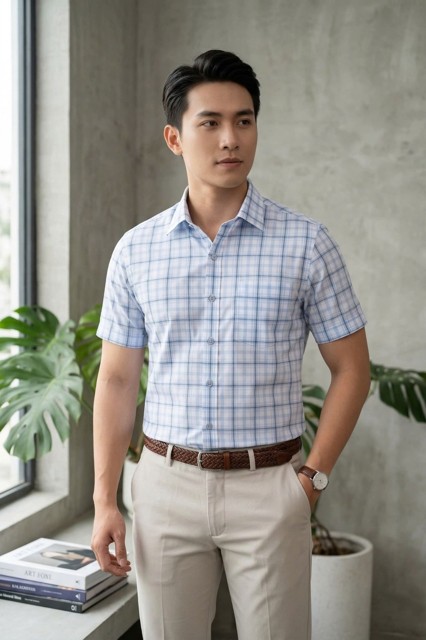  Áo sơ mi tay ngắn Khatoco (M-3XL) 