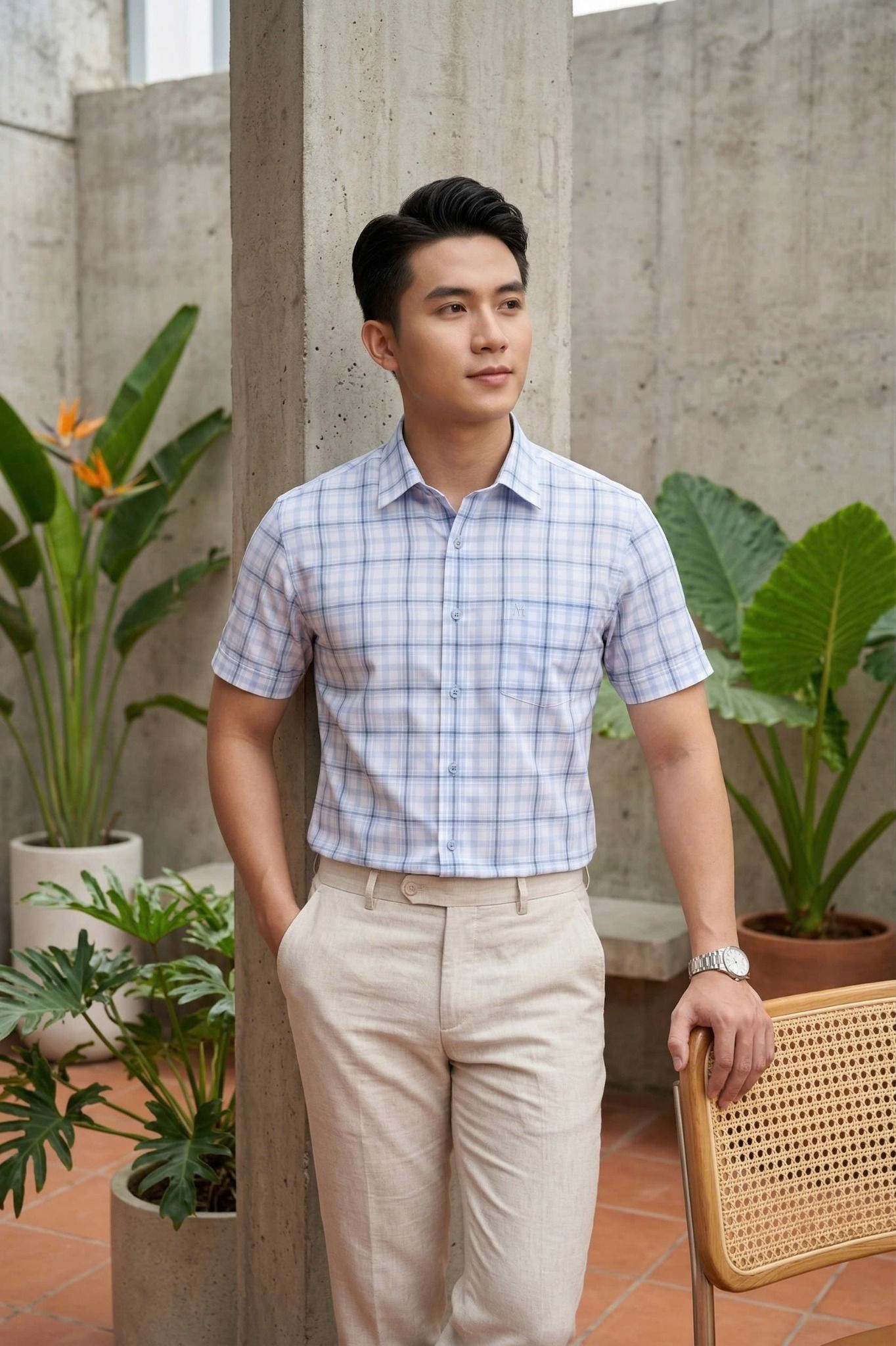  Áo sơ mi tay ngắn Khatoco (M-3XL) 