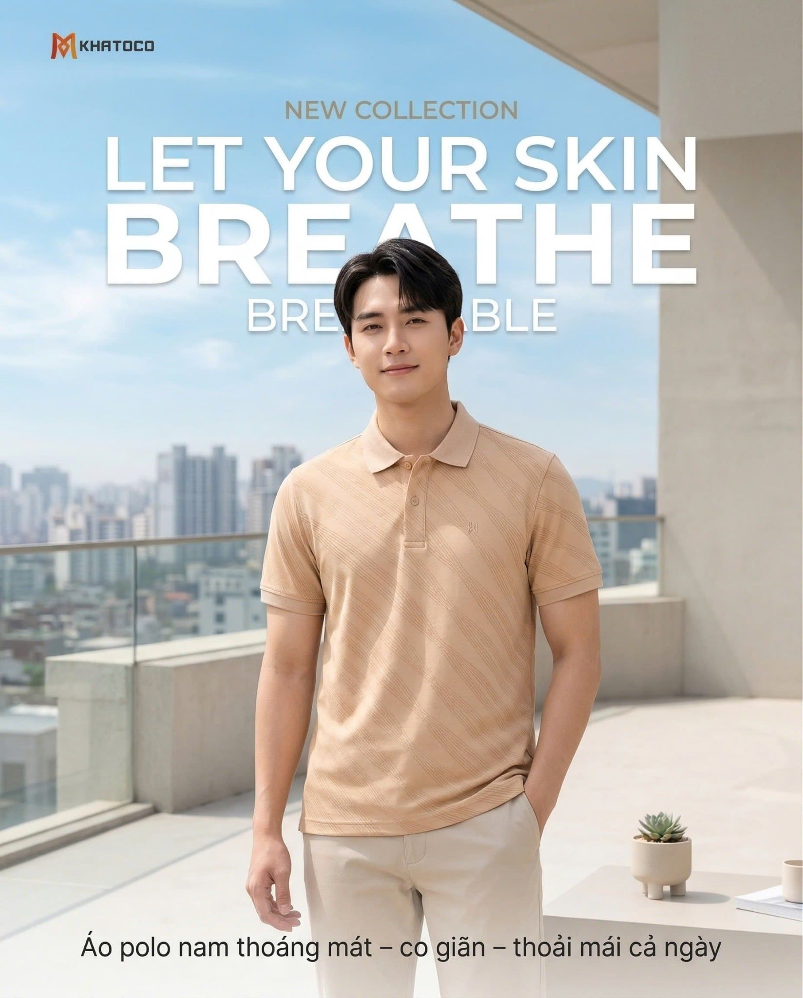  Áo thun nam Polo Khatoco sale 30% (M,XL) 