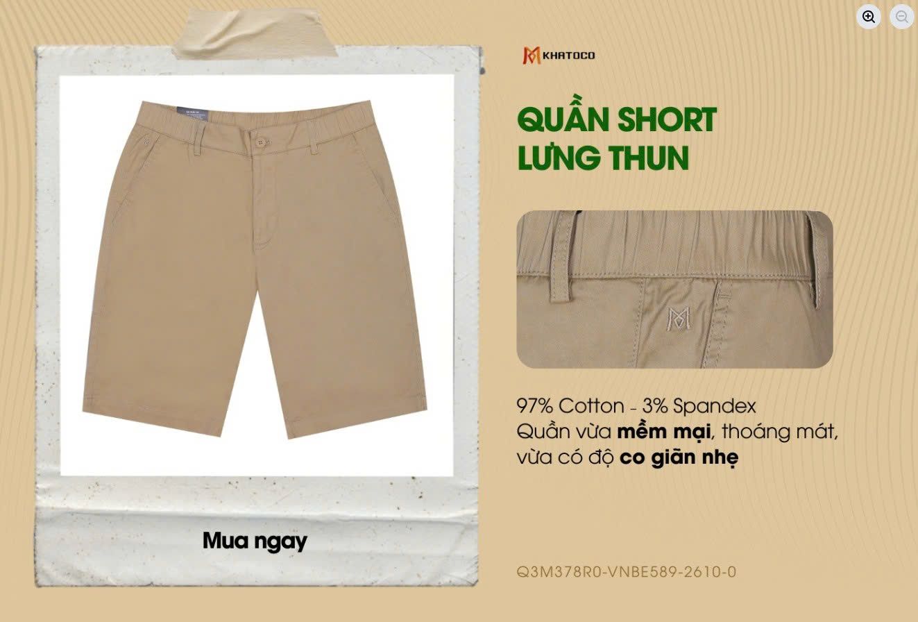  Quần short nam Khatoco (30-38) 