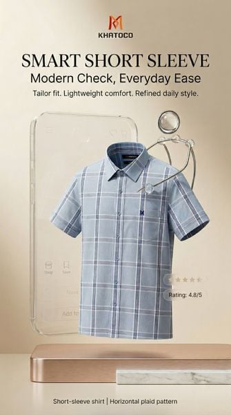  Áo sơ mi tay ngắn Khatoco Sale 30% (S) 