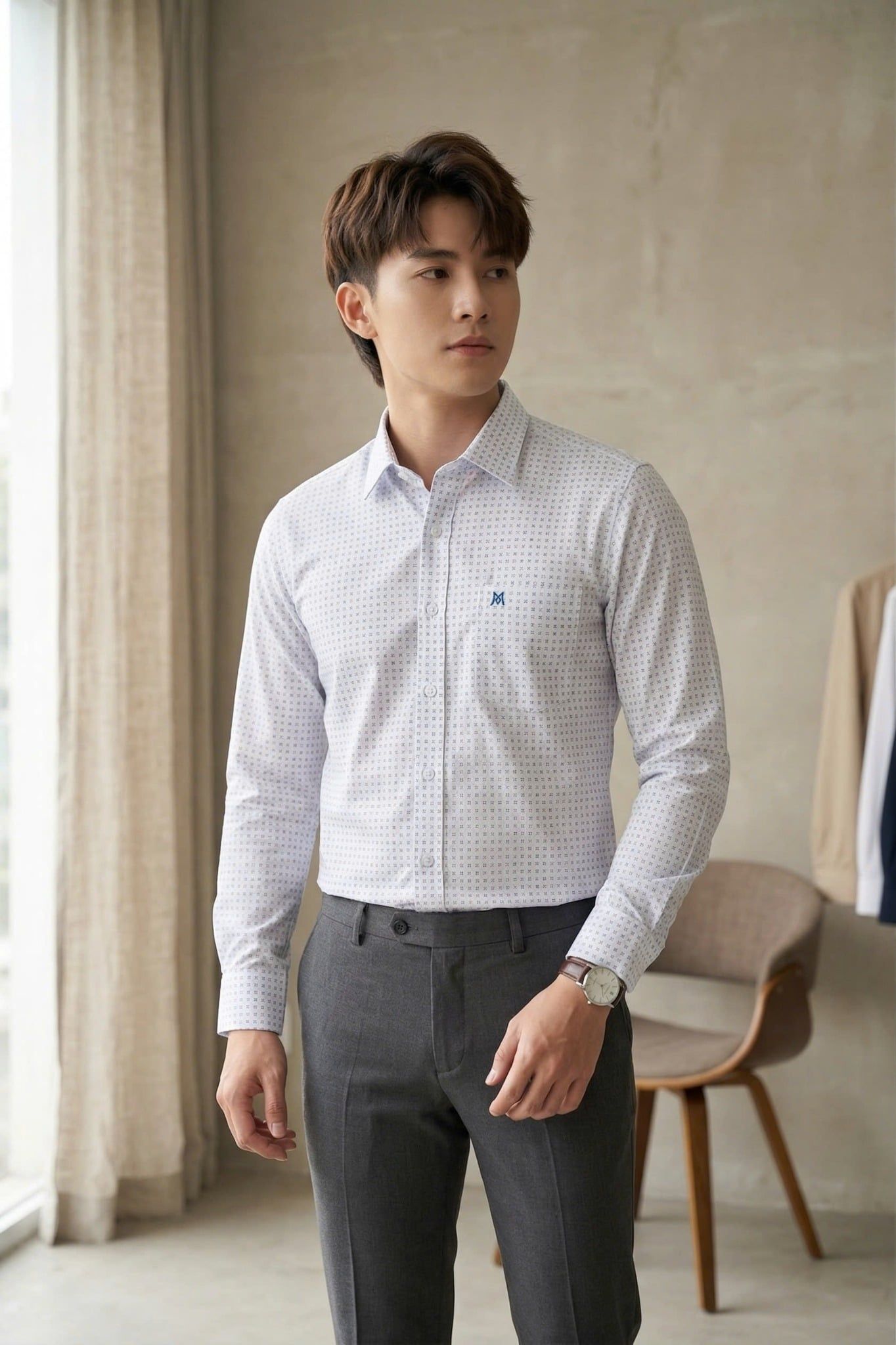  Áo sơ mi tay dài Khatoco Sale 30% (S) 