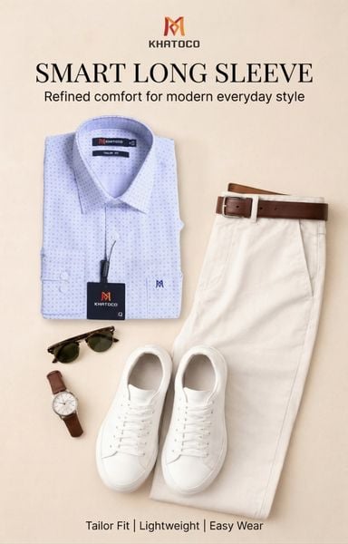  Áo sơ mi tay dài Khatoco Sale 30% (S) 