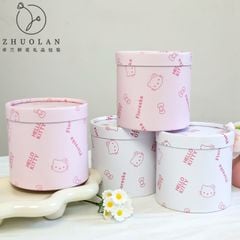 Hộp trụ tròn mini Hello Kitty sz 12cm  (không kèm hoa) - THH0176