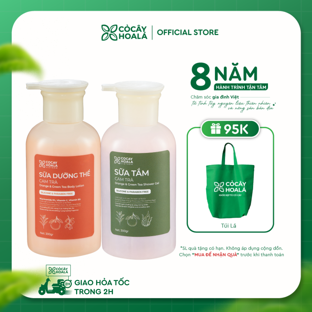 Combo Sữa Dưỡng Thể và Sữa Tắm Cam Trà Cỏ Cây Hoa Lá 300g