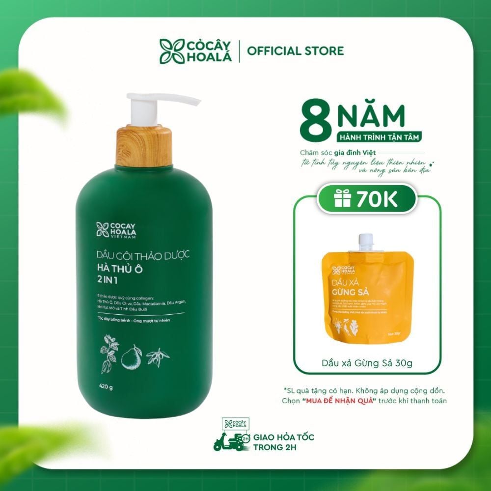 Dầu Gội Thảo Dược Hà Thủ Ô 2IN1 Cỏ Cây Hoa Lá 420G