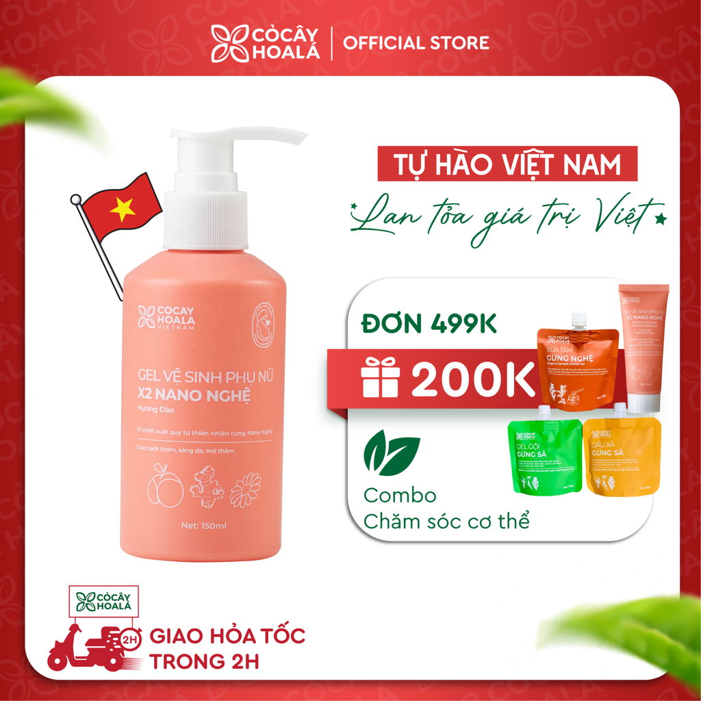 Gel vệ sinh phụ nữ X2 nano nghệ Cỏ Cây Hoa Lá 150ml