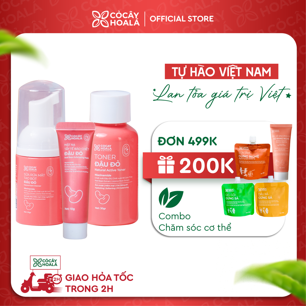 Bộ sản phẩm chăm sóc da Đậu đỏ phiên bản Mini