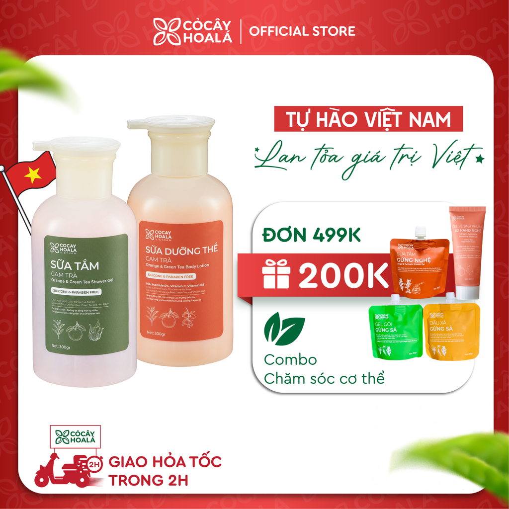 Combo Sữa Dưỡng Thể và Sữa Tắm Cam Trà Cỏ Cây Hoa Lá 300g