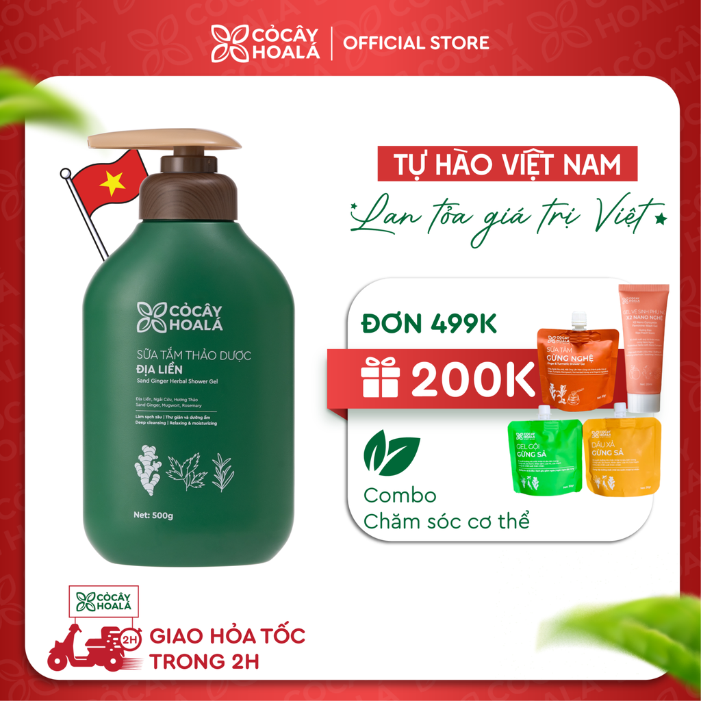 Sữa Tắm Thảo Dược Địa Liền Cỏ Cây Hoa Lá 500g