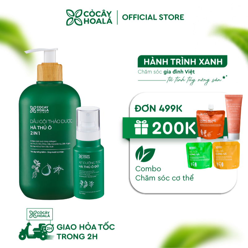 Combo Chăm Sóc Tóc Hà Thủ Ô Cỏ Cây Hoa Lá