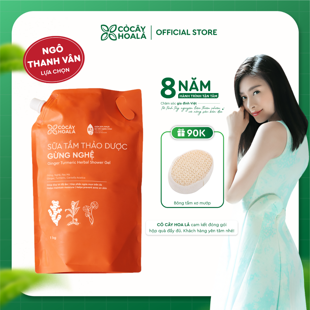Sữa Tắm Thảo Dược Gừng Nghệ Cỏ Cây Hoa Lá 1000g