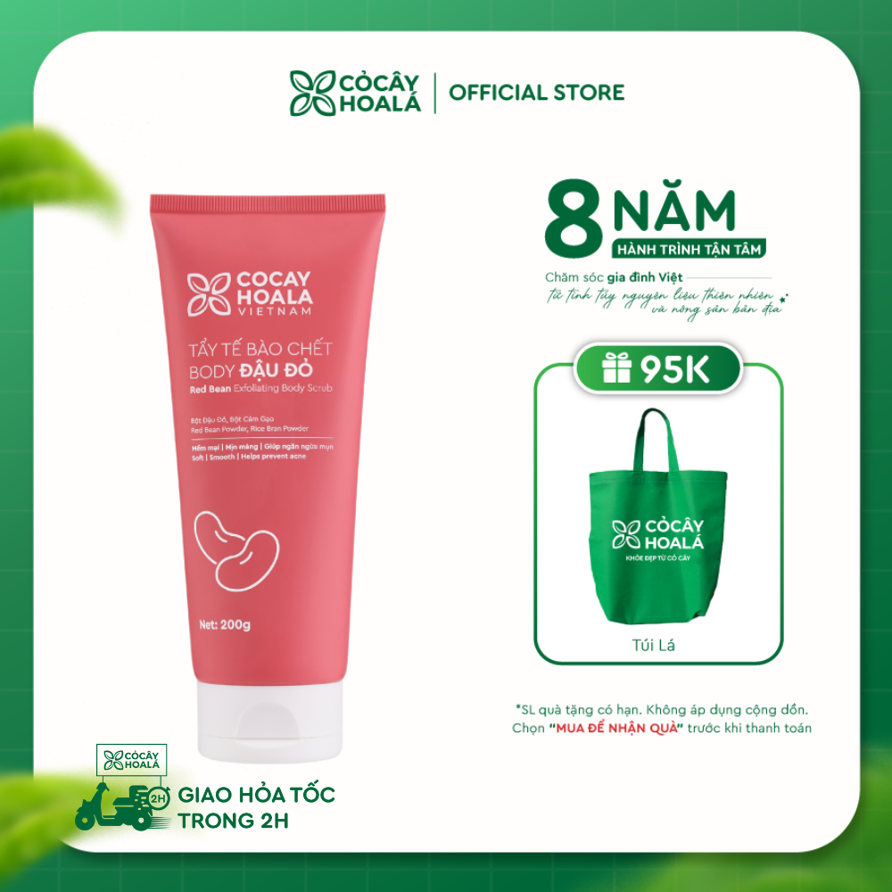 Tẩy Da Chết Body Đậu Đỏ Cỏ Cây Hoa Lá 200g