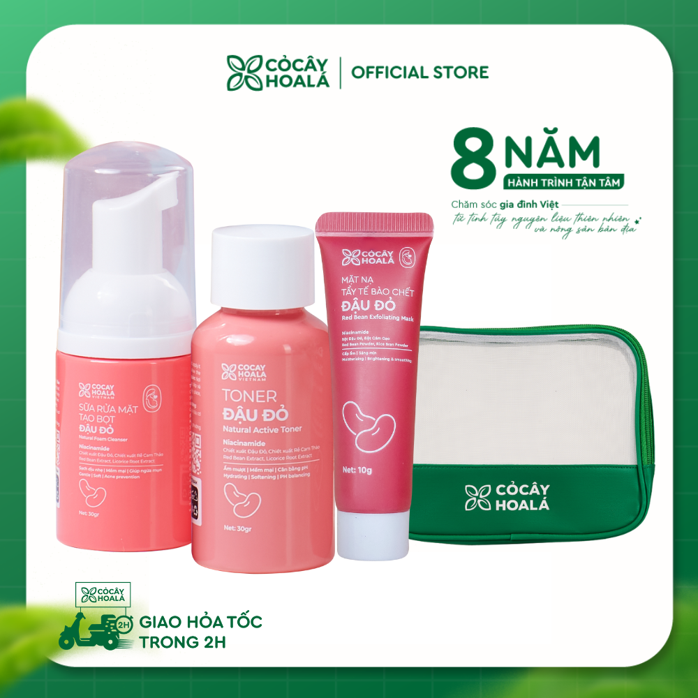 Bộ sản phẩm chăm sóc da Đậu đỏ phiên bản Mini