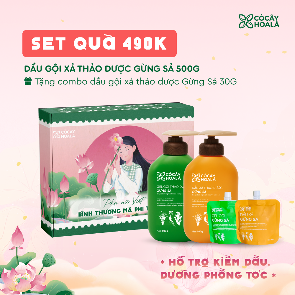 [SET 20/10] Set 1: Combo Gừng Sả - Tặng cặp Gội Xả Gừng Sả 30g - Hộp quà “Bình Thường Mà Phi Thường”