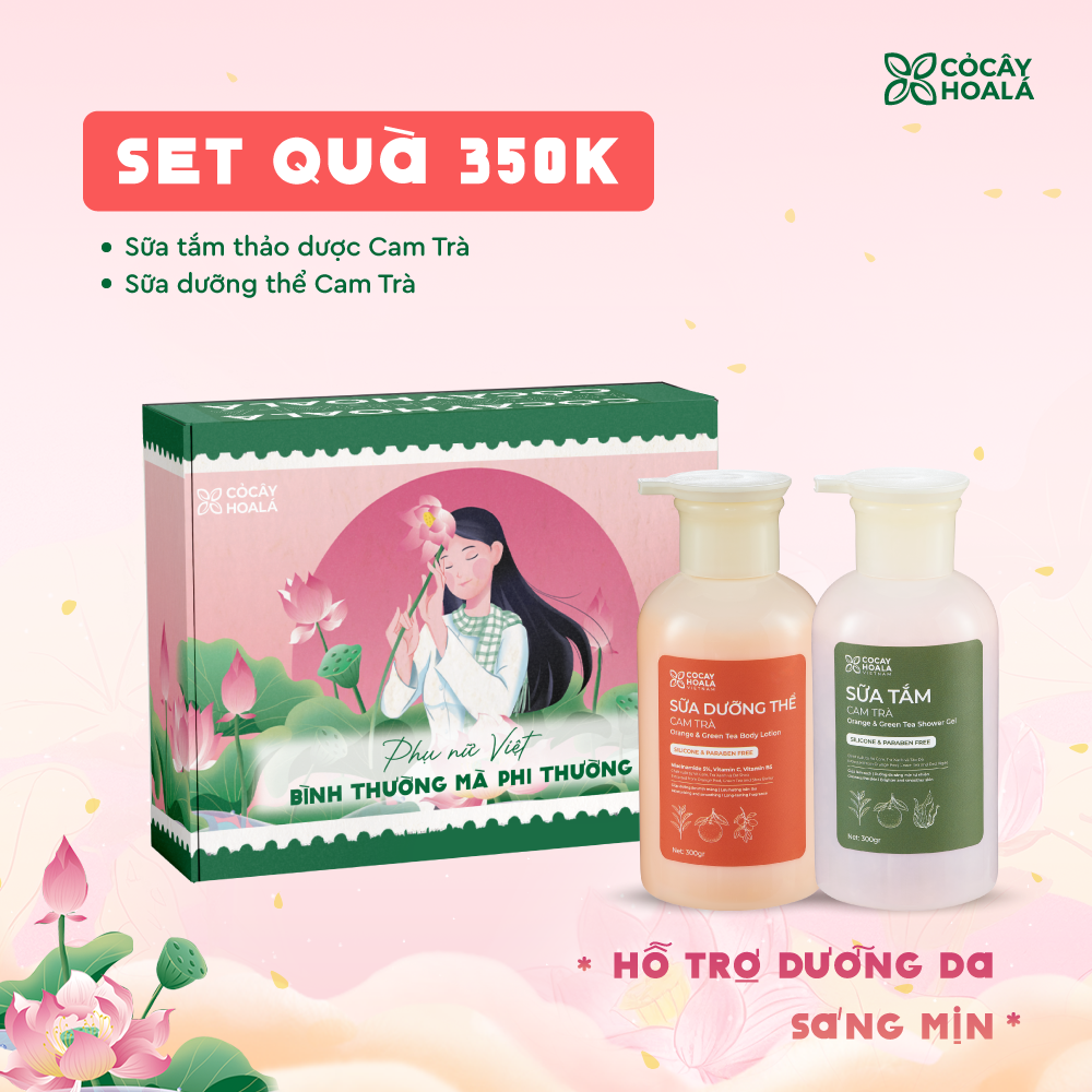 [SET 20/10] Set 3: Combo Cam Trà (Sữa tắm + Sữa dưỡng thể) - Hộp quà “Bình Thường Mà Phi Thường”