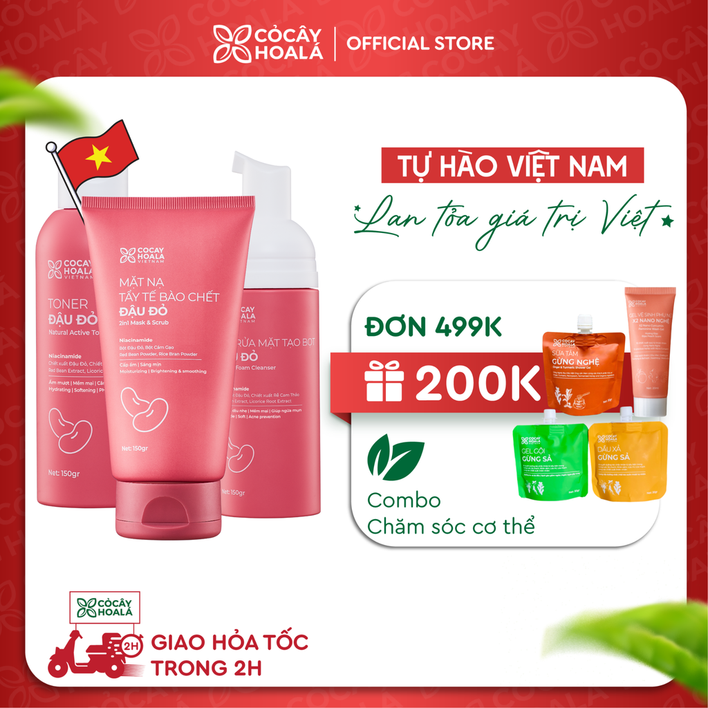 Combo Chăm Sóc Da Toàn Diện Đậu Đỏ Cỏ Cây Hoa Lá