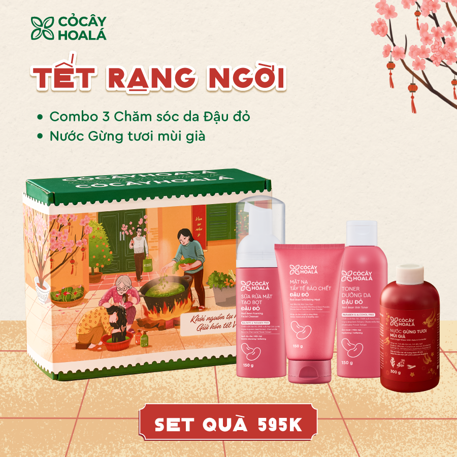 [SET 4] TẾT RẠNG NGỜI: Bộ Chăm Da Đậu Đỏ + Nước Gừng Tươi Mùi Già