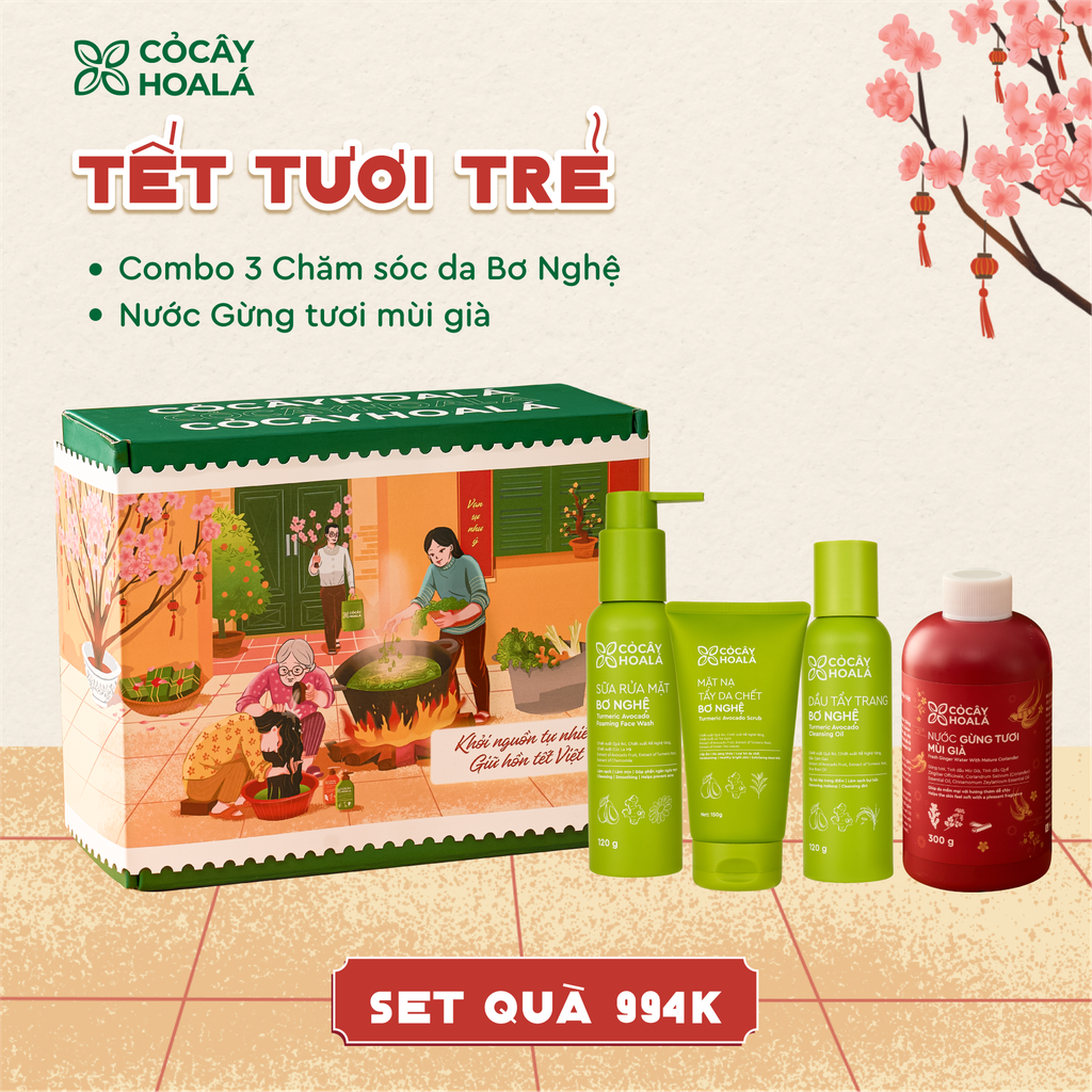 [SET 9] TẾT TƯƠI TRẺ: Bộ Bơ Nghệ Làm Sạch Sâu + Nước Gừng Tươi Mùi Già