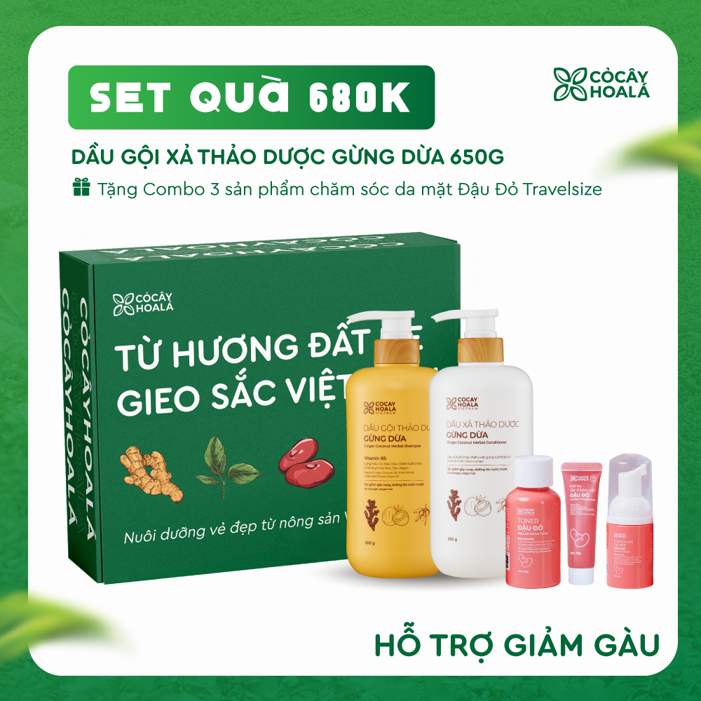 [SET 20/11] Set 1: Combo Gừng Dừa - Tặng Set mini Đậu Đỏ (Tẩy da chết + Sữa rửa mặt + Toner)