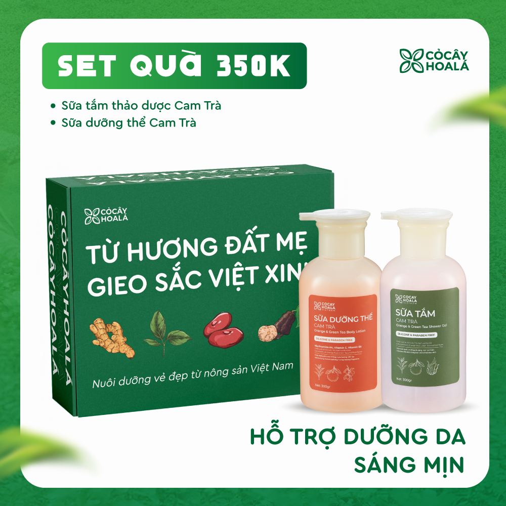 [SET QUÀ 350K] Set 3: Combo Cam Trà (Sữa tắm + Sữa dưỡng thể)