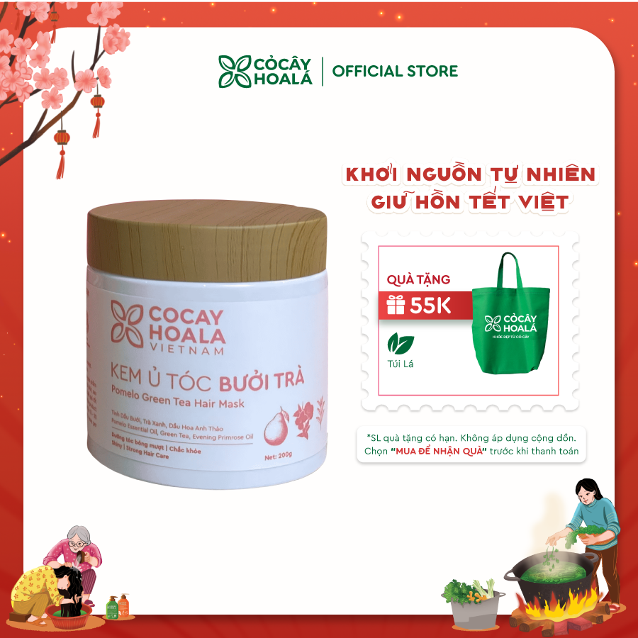 Kem Ủ Tóc Bưởi Trà Cỏ Cây Hoa Lá