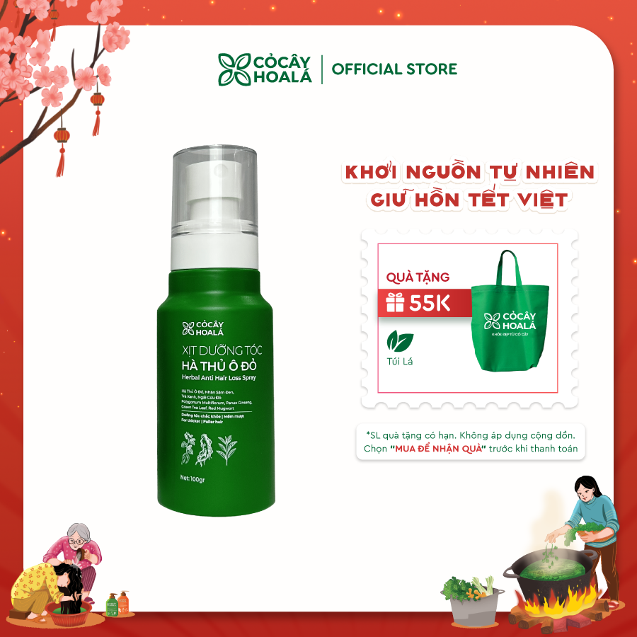 Xịt dưỡng tóc Hà thủ ô đỏ Cỏ Cây Hoa Lá 100g