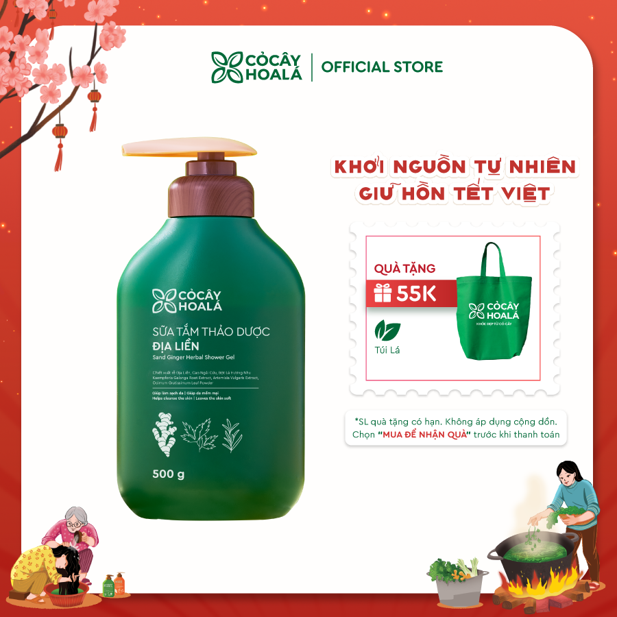 Sữa Tắm Thảo Dược Địa Liền Cỏ Cây Hoa Lá 500g