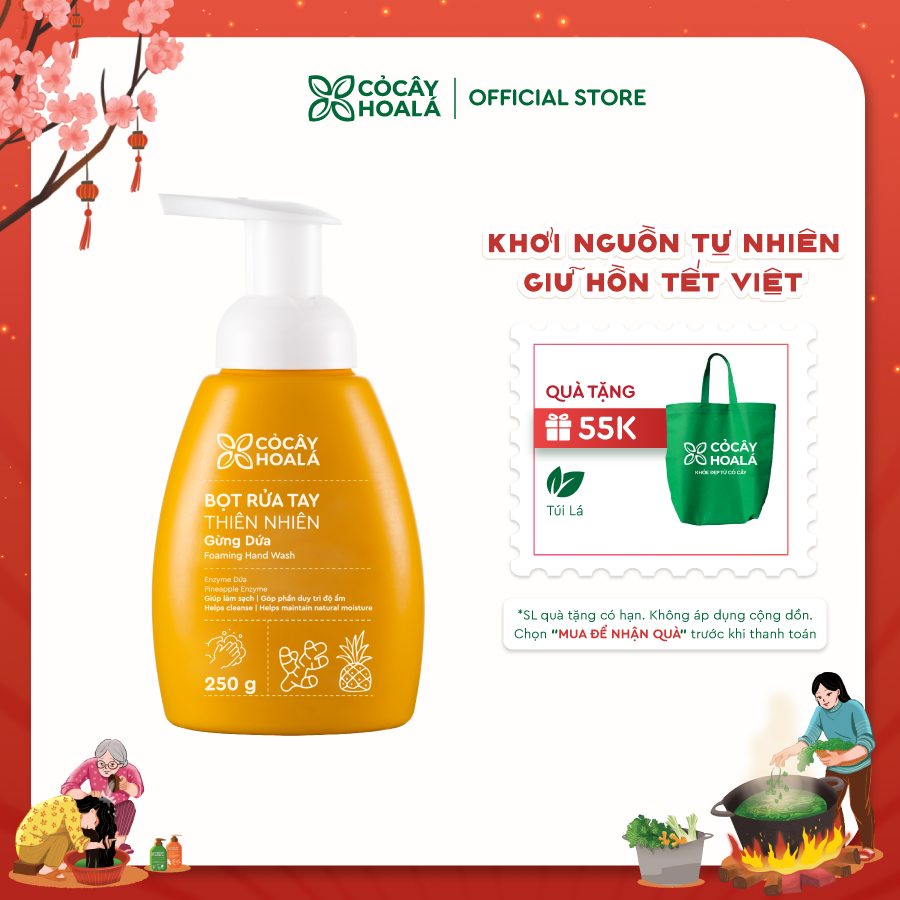 Bọt rửa tay thiên nhiên Gừng Dứa Cỏ Cây Hoa Lá 250g