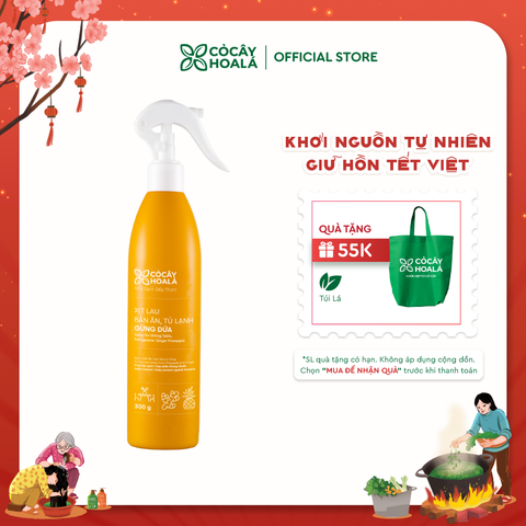 Xịt Lau Bàn Ăn, Tủ Lạnh Thiên Nhiên Gừng Dứa Cỏ Cây Hoa Lá 300g