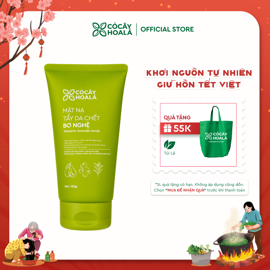 Mặt Nạ Tẩy Da Chết Bơ Nghệ Cỏ Cây Hoa Lá 150g SẠCH SÂU - CẤP ẨM