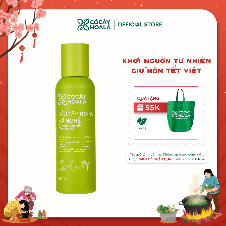Dầu Tẩy Trang Bơ Nghệ Cỏ Cây Hoa Lá 120ml SẠCH SÂU