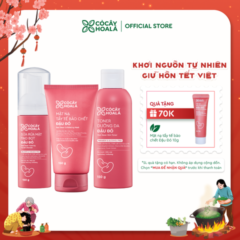 Combo Chăm Sóc Da Toàn Diện Đậu Đỏ Cỏ Cây Hoa Lá