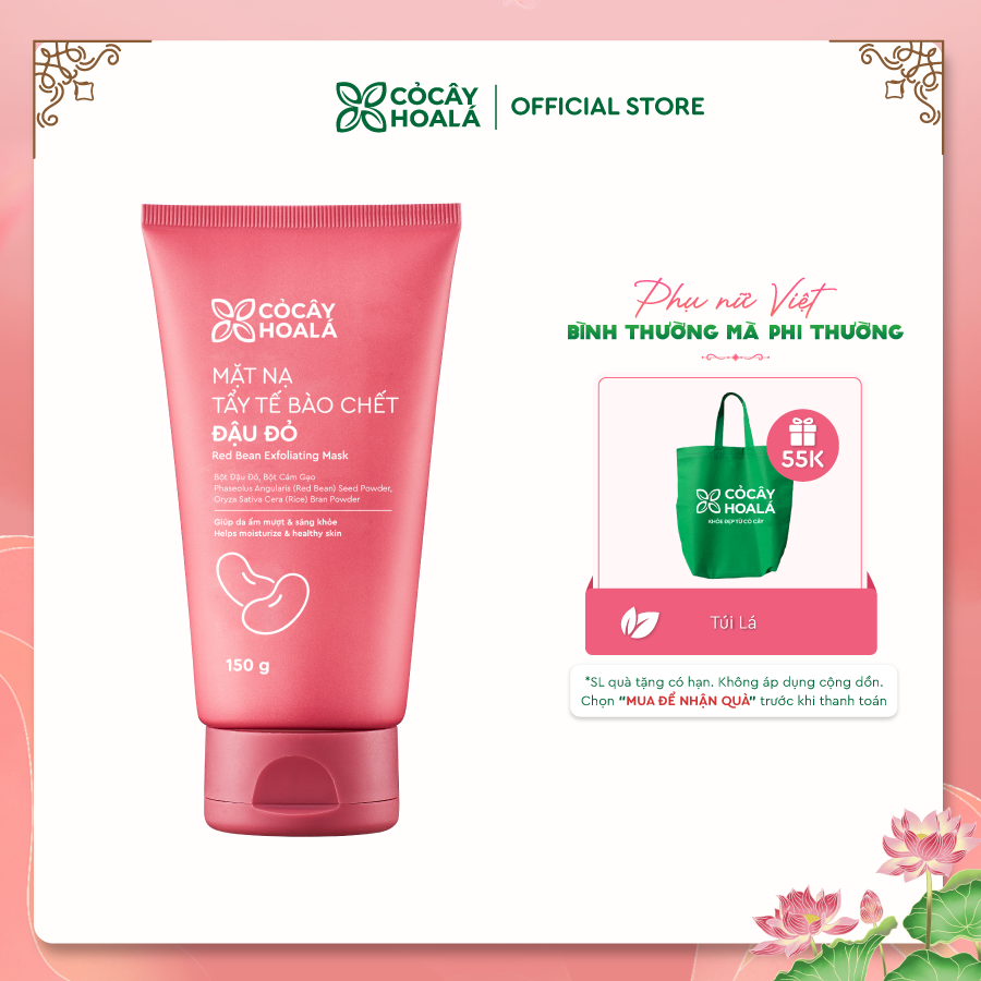 Mặt nạ tẩy tế bào chết Đậu đỏ Cỏ Cây Hoa Lá 150g