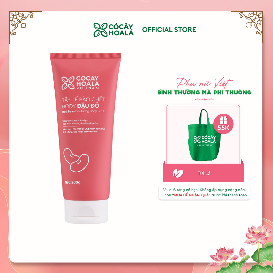 Tẩy Da Chết Body Đậu Đỏ Cỏ Cây Hoa Lá 200g