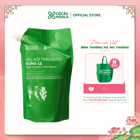 Túi Refill Dầu Gội Thảo Dược Gừng Sả Cỏ Cây Hoa Lá 1000g