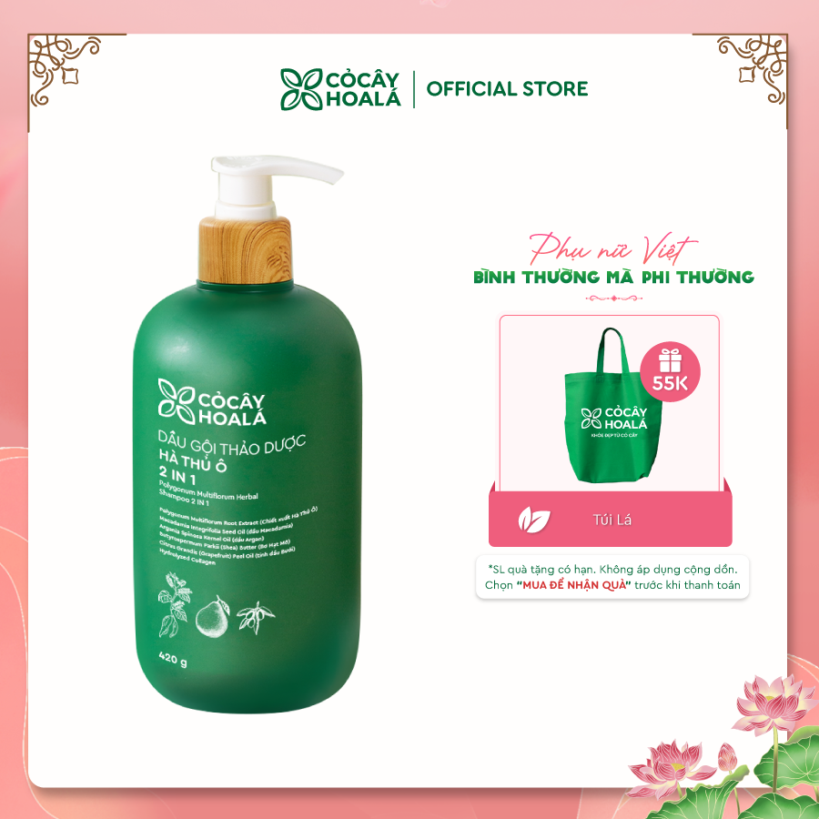Dầu Gội Thảo Dược Hà Thủ Ô 2IN1 Cỏ Cây Hoa Lá 420G