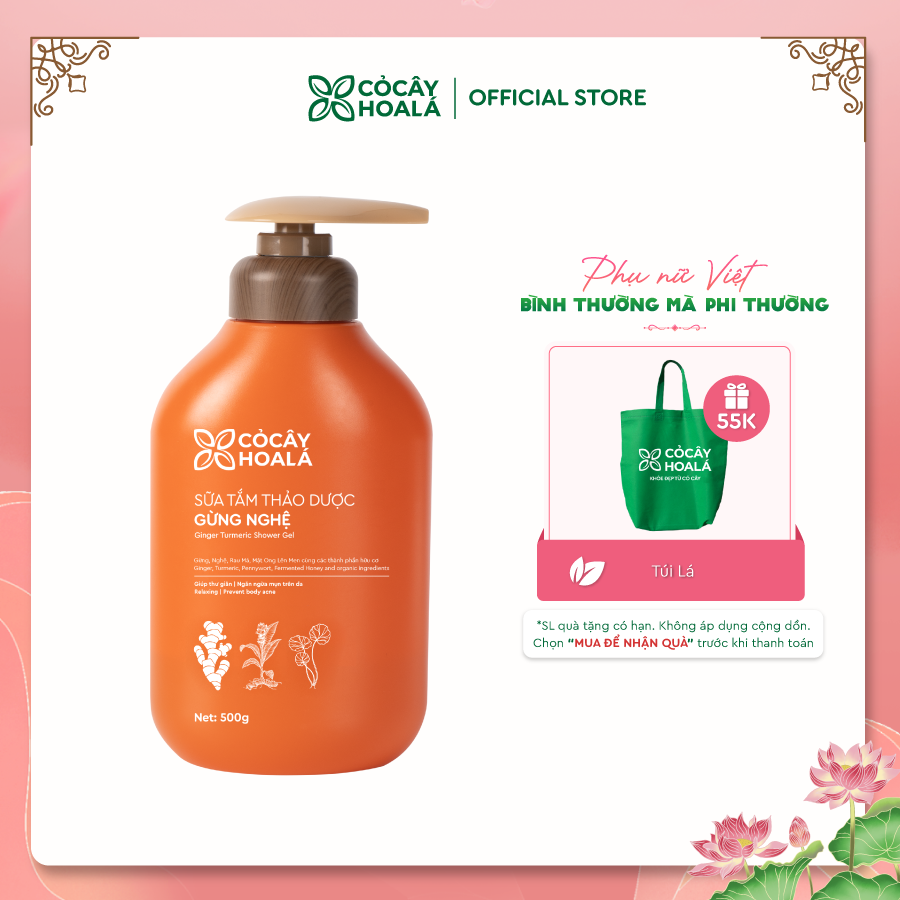 Sữa Tắm Thảo Dược Gừng Nghệ Cỏ Cây Hoa Lá 500g