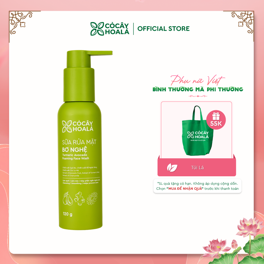 Sữa Rửa Mặt Bơ Nghệ Cỏ Cây Hoa Lá 120g SẠCH SÂU