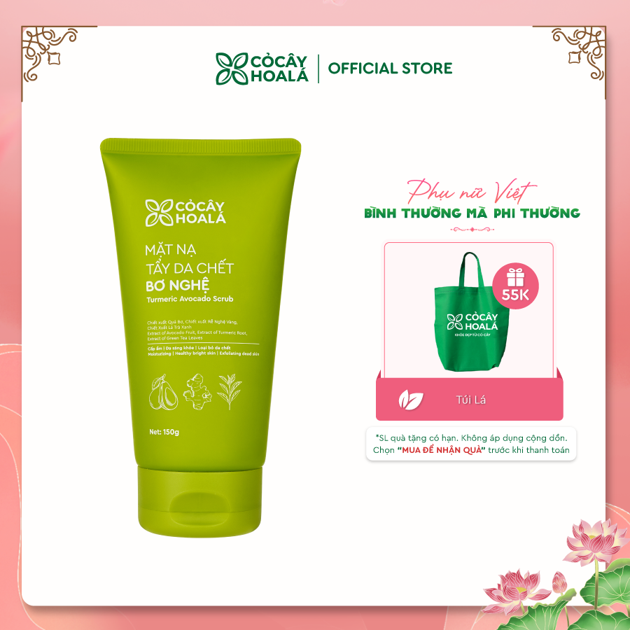 Mặt Nạ Tẩy Da Chết Bơ Nghệ Cỏ Cây Hoa Lá 150g SẠCH SÂU - CẤP ẨM