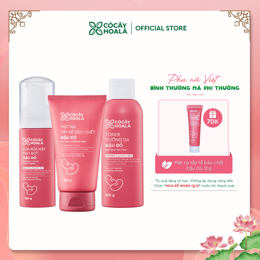 Combo Chăm Sóc Da Toàn Diện Đậu Đỏ Cỏ Cây Hoa Lá
