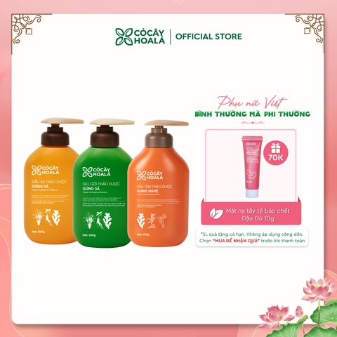 Combo Dầu gội xả thảo dược Gừng Sả và Sữa tắm thảo dược Gừng Nghệ