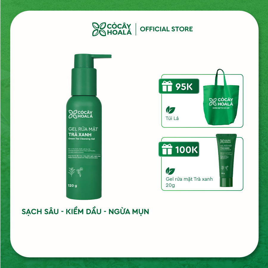 Gel Rửa Mặt Trà Xanh Cỏ Cây Hoa Lá 120g